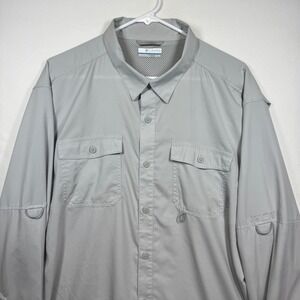 Columbia Men's Gray Long Sleeve‎ Omni-Shade Fishing Shirt XL